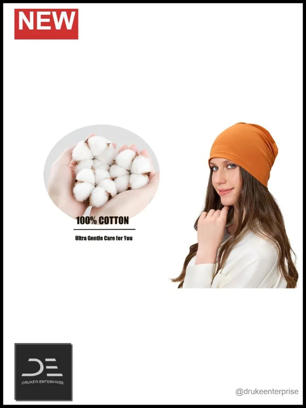 100% Cotton Slouchy Beanie Hat Women Men Lightweight Chemo Cap